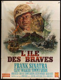 7h550 NONE BUT THE BRAVE French 1p '65 Frank Sinatra, different WWII artwork by Jean Mascii!