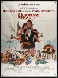 7h552 OCTOPUSSY French 1p '83 art of sexy Maud Adams & Roger Moore as James Bond by Daniel Gouzee!