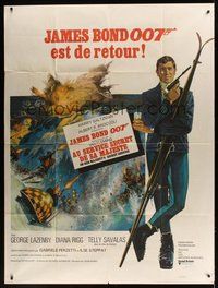 7h553 ON HER MAJESTY'S SECRET SERVICE French 1p '69 George Lazenby's only appearance as James Bond