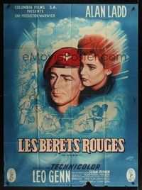 7h561 PARATROOPER style B French 1p '54 Alan Ladd, English Red Beret, different art by Rene Peron!