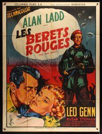 7h560 PARATROOPER style A French 1p '54 Alan Ladd, English Red Beret, different art by Noel!