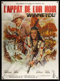 7h571 RAMPAGE AT APACHE WELLS French 1p '66 different art of Stewart Granger by Jean Mascii!
