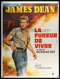 7h572 REBEL WITHOUT A CAUSE French 1p R70s Nicholas Ray, different art by James Dean by Mascii!
