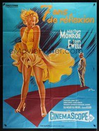 7h577 SEVEN YEAR ITCH French 1p R70s best art of Marilyn Monroe's skirt blowing by Boris Grinsson!