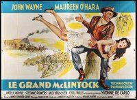7h004 McLINTOCK French 4p '63 art of John Wayne giving Maureen O'Hara a spanking by Georges Allard