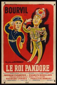 7h013 LE ROI PANDORE French 31x47 '50 Andre Berthomieu, wacky different art of Bourvil!