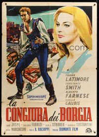 7h081 CONSPIRACY OF THE BORGIAS Italian 1p '59 art of Frank Latimore & Constance Smith by Manfredo!
