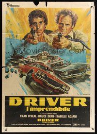 7h090 DRIVER Italian 1p '78 Walter Hill, different art of Ryan O'Neal & Bruce Dern by Iaia!