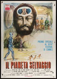 7h094 FANTASTIC PLANET Italian 1p '74 wacky sci-fi cartoon, Cannes winner, different surreal art!