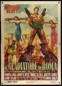 7h097 GLADIATOR OF ROME Italian 1p '62 Gordon Scott, Il Gladiatore di Roma, art by Ciriello!