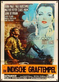 7h114 INDIAN TOMB Italian 1p R1961 Fritz Lang, art of sexy Debra Paget by Martinati!