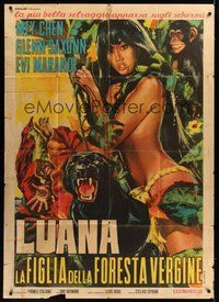 7h121 LUANA Italian 1p '68 completely different art of sexy female Tarzan & jungle cat!