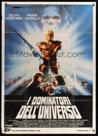 7h124 MASTERS OF THE UNIVERSE Italian 1p '90 great image of Dolph Lundgren as He-Man!
