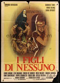 7h128 NOBODY'S CHILDREN Italian 1p '74 artwork of nun with orphans & puppy by Aller!