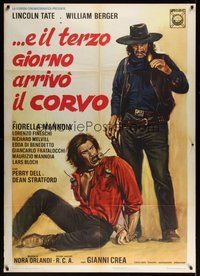 7h133 ON THE 3rd DAY ARRIVED THE CROW Italian 1p '73 Berger about to light dynamite on guy!