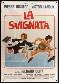 7h134 OUT OF IT Italian 1p '78 Gerard Oury's La Carapate, wacky art of guys on the run!