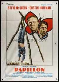 7h135 PAPILLON Italian 1p R1970s Steve McQueen & Dustin Hoffman, wonderful completely different art!