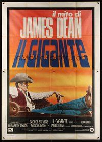 7h032 GIANT Italian 2p R83 best image of James Dean reclined in car, directed by George Stevens!