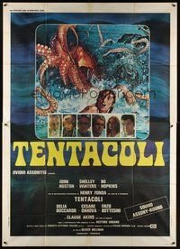 7h061 TENTACLES Italian 2p '77 Tentacoli, AIP, great art of octopus attacking sexy girl in bikini!
