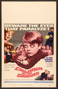 7h196 CHILDREN OF THE DAMNED WC '64 beware the creepy kid's eyes that paralyze!
