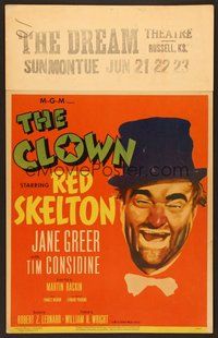 7h201 CLOWN WC '53 great wacky headshot portrait of Red Skelton in full make up!
