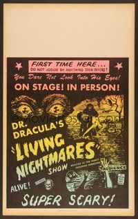 7h209 DR. DRACULA'S LIVING NIGHTMARE SHOW Benton Spook Show WC '50s inhuman monsters!