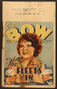7h218 FLEET'S IN WC '28 great head & shoulders art of sexy redheaded Clara Bow & Navy sailors!