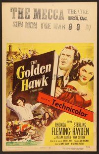 7h225 GOLDEN HAWK WC '52 art of pretty Rhonda Fleming & swashbuckling Sterling Hayden!