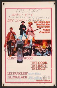 7h227 GOOD, THE BAD & THE UGLY WC '68 Clint Eastwood, Lee Van Cleef, Sergio Leone, cool art!