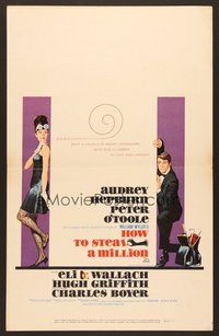 7h241 HOW TO STEAL A MILLION WC '66 art of sexy Audrey Hepburn & Peter O'Toole by McGinnis!