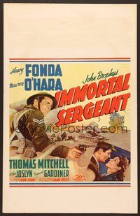 7h243 IMMORTAL SERGEANT WC '43 cool art of soldier Henry Fonda & romancing Maureen O'Hara!