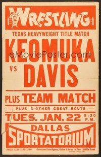 7h251 KEOMUKA VS. DAVIS WC '50s cool Texas wrestling heavyweight title match!