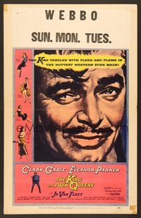 7h252 KING & FOUR QUEENS WC '57 art of Clark Gable, Eleanor Parker & sexy babes!