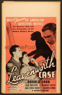 7h258 LEAVENWORTH CASE WC '36 most famous American detective novel, cool monkey shadow image!