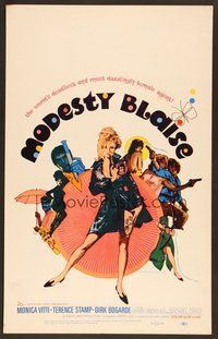 7h286 MODESTY BLAISE WC '66 Bob Peak art of sexiest female secret agent Monica Vitti!