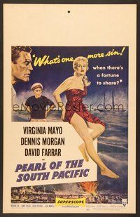 7h300 PEARL OF THE SOUTH PACIFIC WC '55 art of sexy Virginia Mayo in sarong & Dennis Morgan!