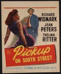 7h302 PICKUP ON SOUTH STREET WC '53 Richard Widmark & Jean Peters in Samuel Fuller noir classic!