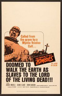 7h304 PLAGUE OF THE ZOMBIES WC '66 Hammer horror, great undead monster image!