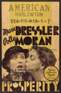 7h308 PROSPERITY WC '32 Polly Moran is shocked that Marie Dressler is kissing her!