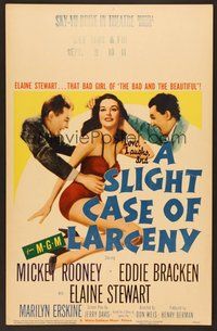 7h325 SLIGHT CASE OF LARCENY WC '53 Mickey Rooney, Eddie Bracken & sexy bad girl Elaine Stewart!