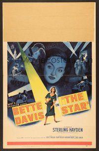 7h329 STAR WC '53 great art of Hollywood actress Bette Davis holding Oscar in the spotlight!