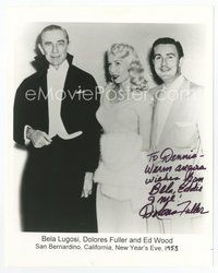7j212 DOLORES FULLER signed 8x10 REPRO still '00s on a great image of her with Lugosi & Ed Wood!