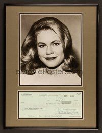 7j003 ELIZABETH MONTGOMERY framed signed canceled check '78 matted with a nice REPRO!