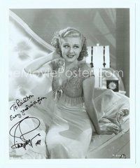 7j217 GINGER ROGERS signed 8x10 REPRO still '89 close up seated portrait with hand behind head!