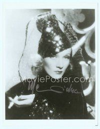 7j232 MARLENE DIETRICH signed 8x10.25 REPRO still '80s great smoking portrait wearing wild hat!
