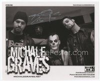 7j233 MICHALE GRAVES signed 8x10 REPRO still '00s with his band The Misfits in cool makeup!