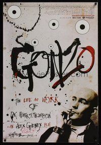 7j107 GONZO signed int'l 1sh '08 by director Alex Gibney, cool artwork by Ralph Steadman!