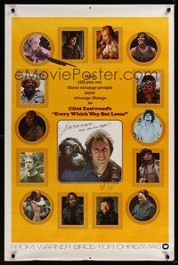 7j104 EVERY WHICH WAY BUT LOOSE teaser signed 1sh '78 by Clint Eastwood, who's with Clyde!