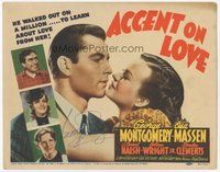 7j044 ACCENT ON LOVE signed TC '41 by George Montgomery, who's about to kiss Osa Massen!