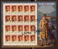 7j083 LAUREN BACALL signed sheet of stamps '97 she signed on stamps of her beloved Bogie!